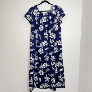Vintage Ui Maikai Hawaiian Dress Size Large Hibiscus Flower Aloha